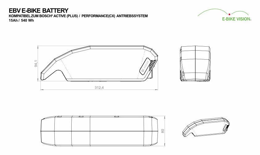 E-Bike Vision - EBV E-Bike Battery, Kompatibel Zu Bosch Active (Plus) / Performance (CX) 36 V Unterr 5 E-Bike Vision - EBV E-Bike Battery, Kompatibel Zu Bosch Active (Plus) / Performance (CX) 36 V Unterr – Bild 5