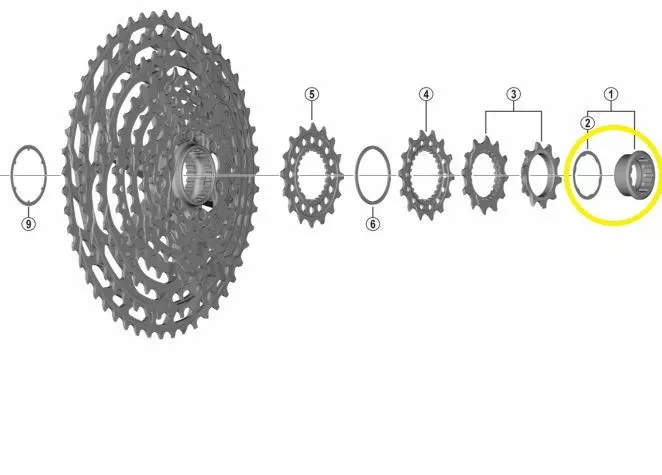 SHIMANO Verschlussring Mit Distanzscheibe Für XTR - CS-M9100 1 SHIMANO Verschlussring Mit Distanzscheibe Für XTR - CS-M9100